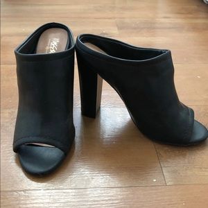Black High Heeled Mules